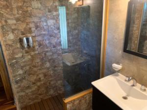 a bathroom with a shower and a sink at Espacio Natural in Gualeguaychú +38 photos