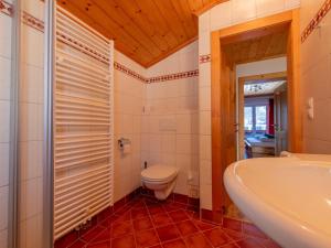 a bathroom with a toilet and a sink and a tub at Pehambauer S in Hüttau