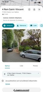 a screenshot of a car parked in a parking lot at Le Cosy in Chalon-sur-Saône +1 photo