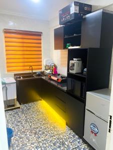 a kitchen with a sink and a counter top at Perfect Home in Lagos