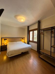 a bedroom with a large bed and a window at Hotel NIU a 50 m del Funicamp in Encamp