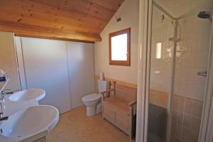 a bathroom with a toilet and a sink and a shower at Les tilleuls in Glanges +14 photos