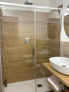 a bathroom with a shower and a sink at B&B Dimora della Fonte in Roccaraso