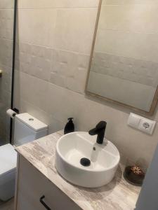 a bathroom with a sink and a toilet at Casita Mona Marcoin in Toledo