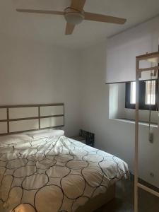 a bedroom with a bed and a ceiling fan at Casita Mona Marcoin in Toledo