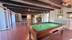 a room with a pool table in a room at Domaine de gensignac in Séreilhac