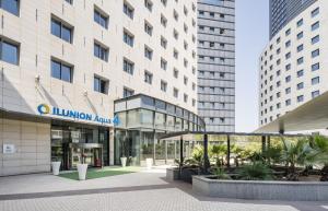 a view of a building with a library annex at Ilunion Aqua 4 in Valencia