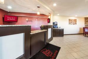 a lobby of a fast food restaurant with a counter at Red Roof Inn Anderson, IN in Anderson