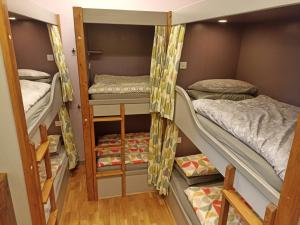 a room with several bunk beds in it at Lodge Dinorwig Hostel in Llanberis