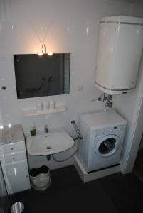 a bathroom with a toilet and a washing machine at Fewo Ossiach in Ossiach