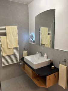 a bathroom with a sink and a mirror at Landhotel Bärnriegel in Mauth