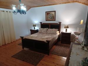 a bedroom with a bed with two night stands and two lamps at Casa Santana in Nordeste