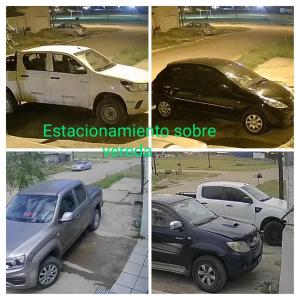 three pictures of cars parked in a parking lot at Verde limón in Olavarría