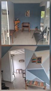 a collage of three pictures of a living room at Cantinho da Meirinha in Santana do Riacho