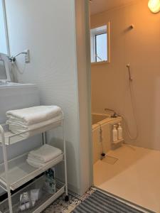 a bathroom with a sink and a shower at Style Room in Osaka +35 photos