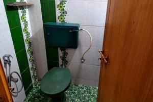 a bathroom with a green toilet and a green at Agapi Homestay in Cochin +5 photos