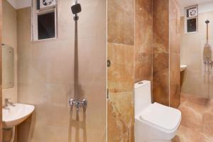 two pictures of a bathroom with a toilet and a sink at Collection O Siddharth Near A to Z Electronics in Kānpur +55 photos
