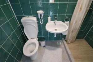 a bathroom with a toilet and a sink at Nella - Pokoje gościnne in Ostrowo +13 photos
