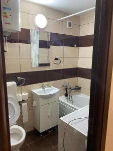 a bathroom with a toilet and a sink and a tub at Studio in Drobeta-Turnu Severin