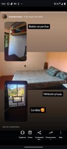 a webpage of a hotel room with a television on a bed at Wilka pirul in San Marcos Sierras