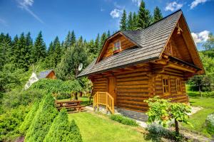 a log cabin with a gambrel roof at Pinius by Hotel Pieris in Pribylina