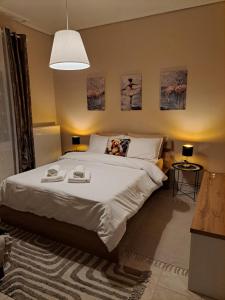 a bedroom with a large white bed in a room at Stelina's Guest House in Trikala in Tríkala