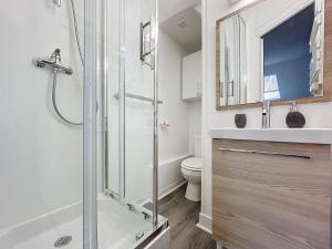 a bathroom with a shower and a toilet at Le Petit Jules in Dijon