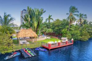 Waterfront Jungle House Firepit Sunset and more