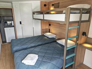 a bedroom with two bunk beds and a ladder at HOTEL PREMIERE CLASSE Rouen Sud Oissel in Saint-Étienne-du-Rouvray