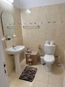a bathroom with a toilet and a sink at Royal Seacrest F 103 in Paphos +16 photos