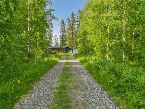 a dirt road through a forest with a cabin at Holiday Home Kelo-kolo by Interhome in Iisalmi +19 photos