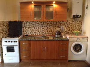 a kitchen with a sink and a washing machine at Em&Ri Guest House in Odzun in Odzun
