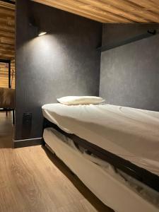 a bedroom with two bunk beds in a room at L ADRET - Duplex 6 pers 2 chambres - Belle Plagne PARADISKI in La Plagne Tarentaise