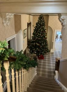 a christmas tree in the hallway of a house at Chase Hotel in Whitehaven