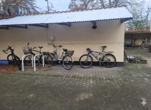 a group of bikes parked next to a building at 4SEASONS -- Emerald Summer Lounge in Aalborg