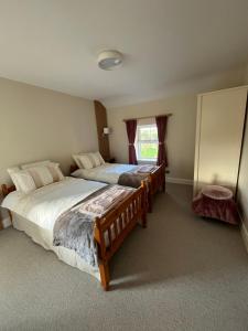 a bedroom with two beds and a window at Time Out Accommodation in Cahersiveen