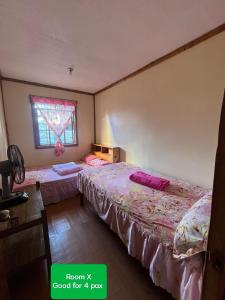 a bedroom with two beds and a window at Acai's Transient House in Sagada