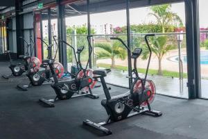 a row of exercise bikes parked in a gym at Moonlight mirage in Nairobi