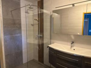 a bathroom with a shower and a sink at Apartment Obervellach in Obervellach