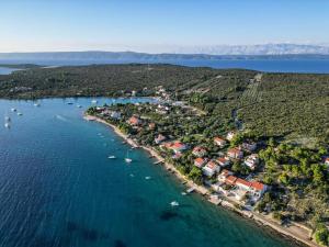an aerial view of a small island in the water at Villa Ružmarin in Lovište