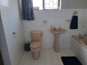 a bathroom with a toilet and a sink at Omidraai Opihoek in Boknes +6 photos