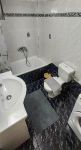 a bathroom with a toilet and a sink at Faros AXD Apartment in Alexandroupoli +15 photos
