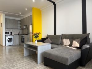 a living room with a couch and a table at Domel Yerevan Moskovyan 28 in Yerevan