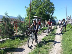 - un groupe de personnes à vélo sur un chemin de terre dans l'établissement Mihaela Lake Retreat, à Gnyazdovo