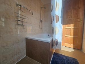 a bathroom with a tub and a shower at Chata pod horou in Stará Turá +8 photos