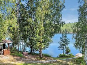 a view of a lake through the trees at Holiday Home Aamunsarastus by Interhome in Savonranta +17 photos