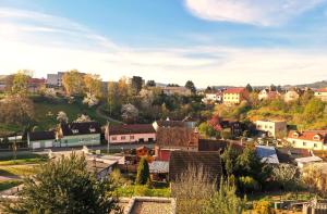 a view of a small town with houses at Apartmán Absolon Blansko in Blansko