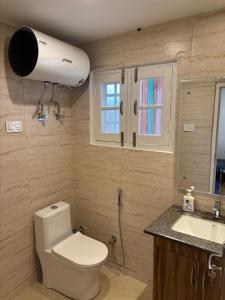 a bathroom with a toilet and a sink at Engineers Retreat in Srinagar