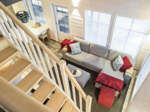 an overhead view of a living room with a couch at Holiday Home Maaruska a by Interhome in Äkäslompolo