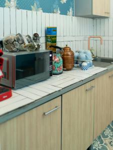 a microwave on a counter in a kitchen at Maison Bonnefoy Toulouse in Toulouse +36 photos